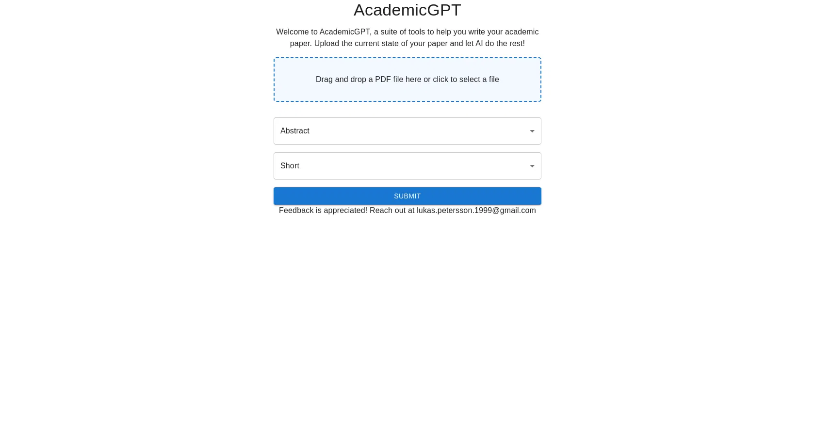 AcademicGPT screenshot