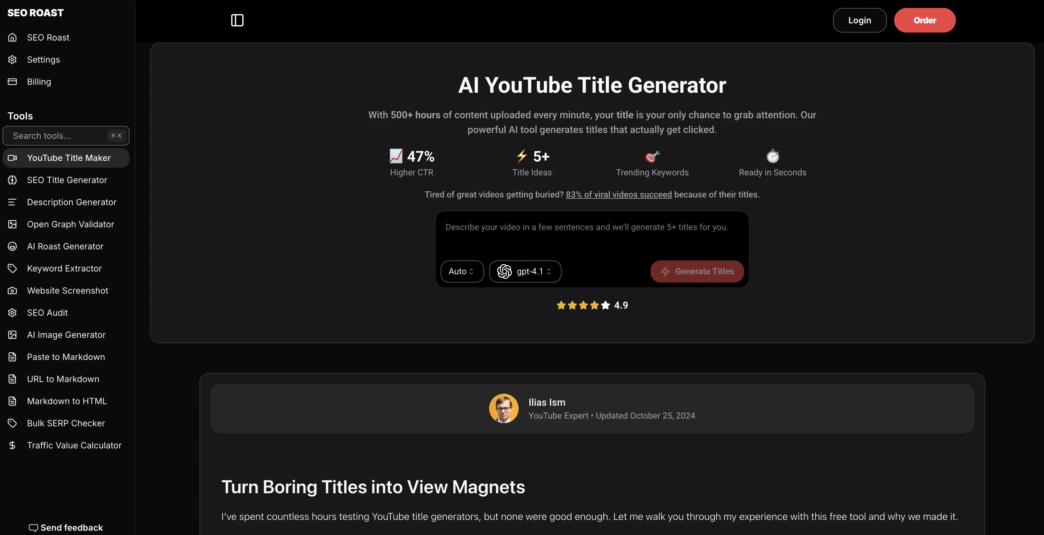 AI YouTube Title Generator screenshot