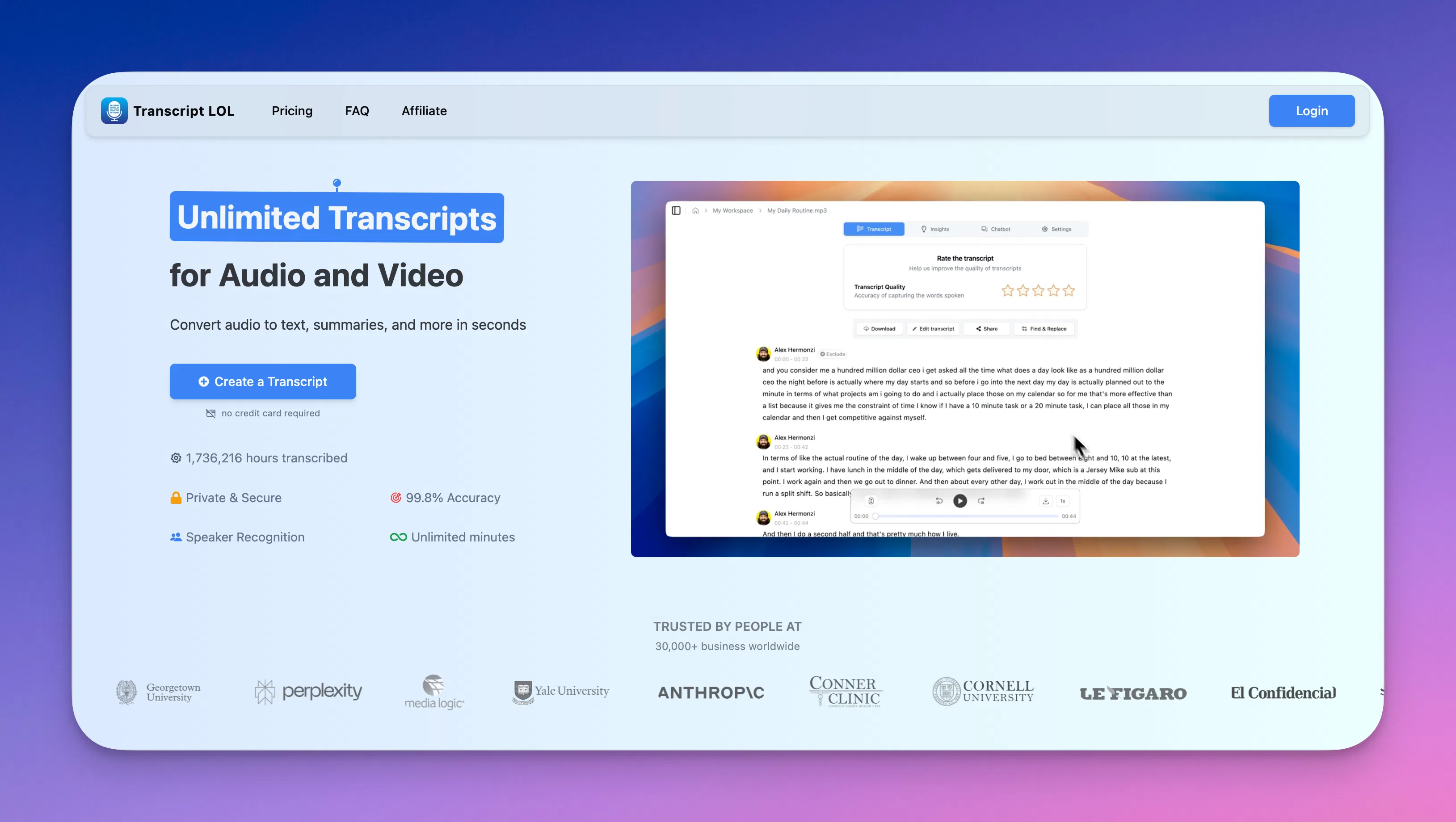 Transcript LOL screenshot